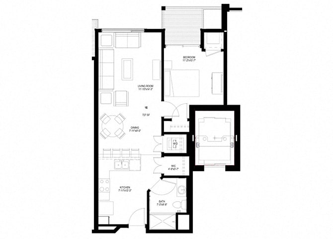 Floor Plan - One Bedroom - E