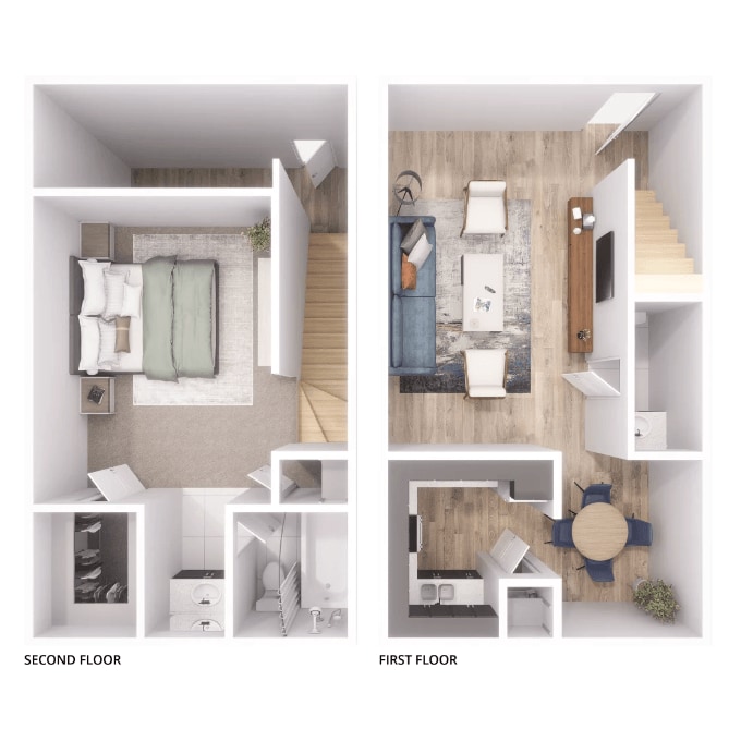 Floor Plan - A2 - 1Bed, 1Bath