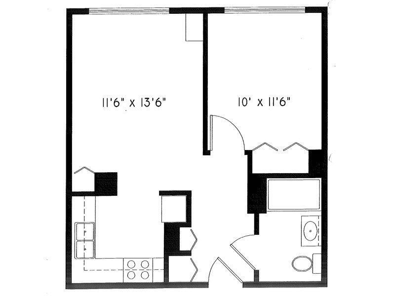 Floor Plan - 1 Bedroom 1 Bathroom