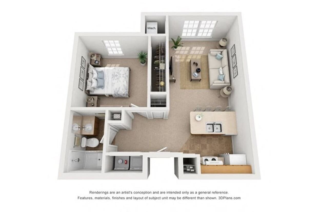 Floor Plan - Lynden Parke Apartments - One Bedroom 