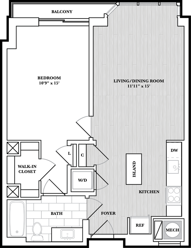 Floor Plan - 1 Bed/1 Bath