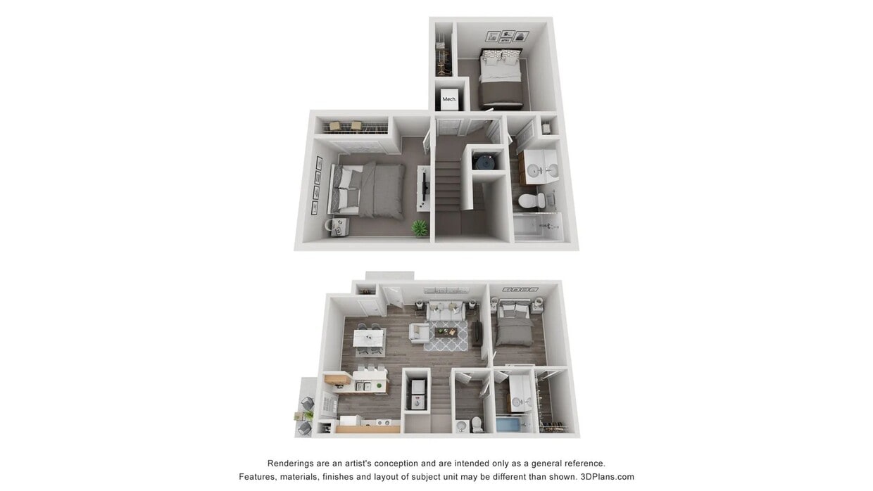 A 3D rendering of The Sycamore floor plan - The Sycamore