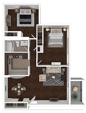 Floor Plan - 2 Bedroom 1 Bath Garden Style