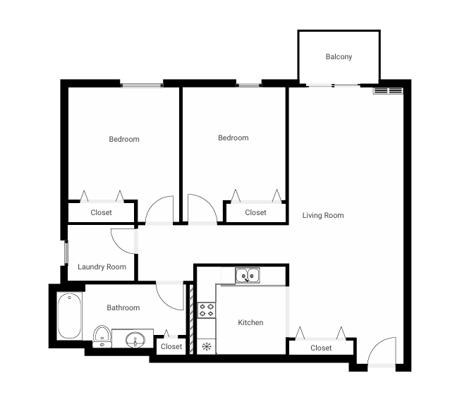 Floor Plan - 2 Bed/ 1.5 Bath