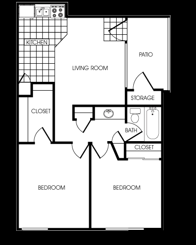 2BR/1BA - 2 BEDROOM 