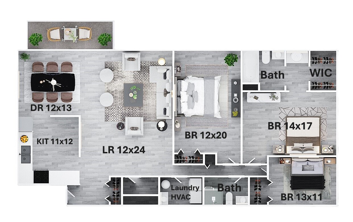 Floor Plan - Three Bedroom Two Bath