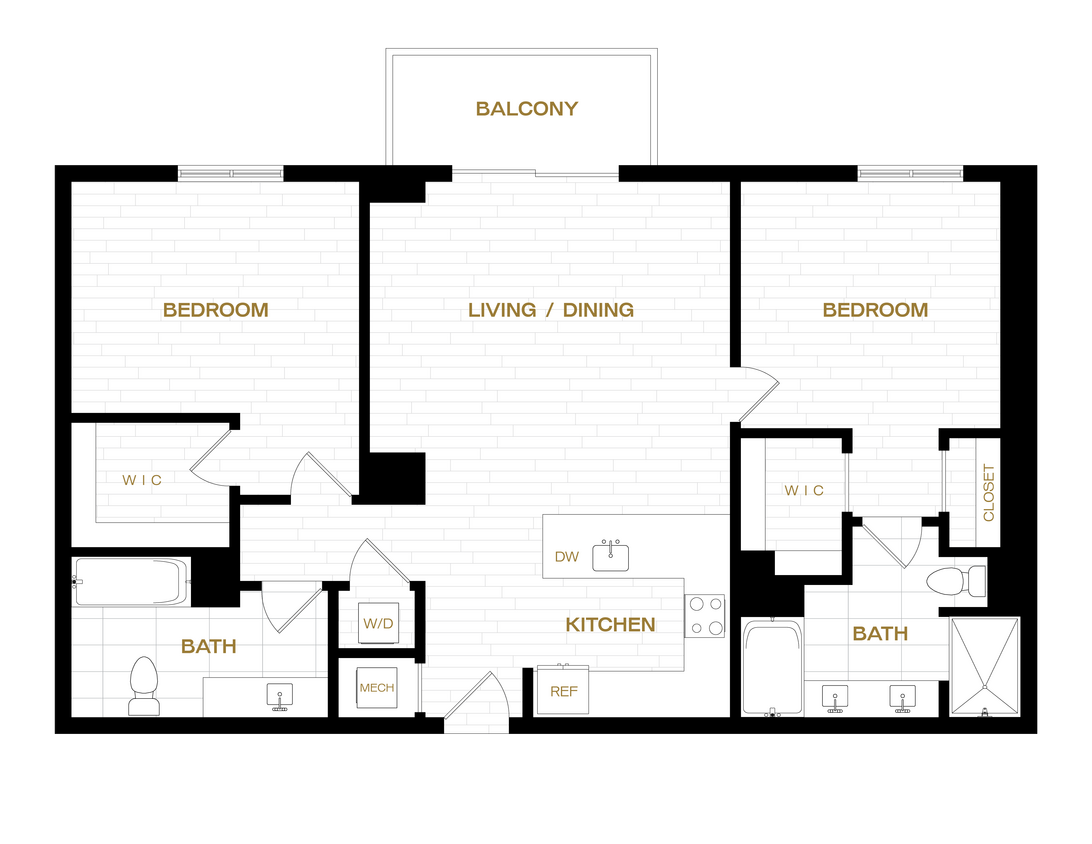 Floor Plan - 2 Bed/2 Bath-B2