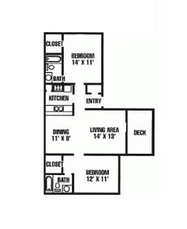 2BR/2BA - 2 Bedroom 2 Bath 910