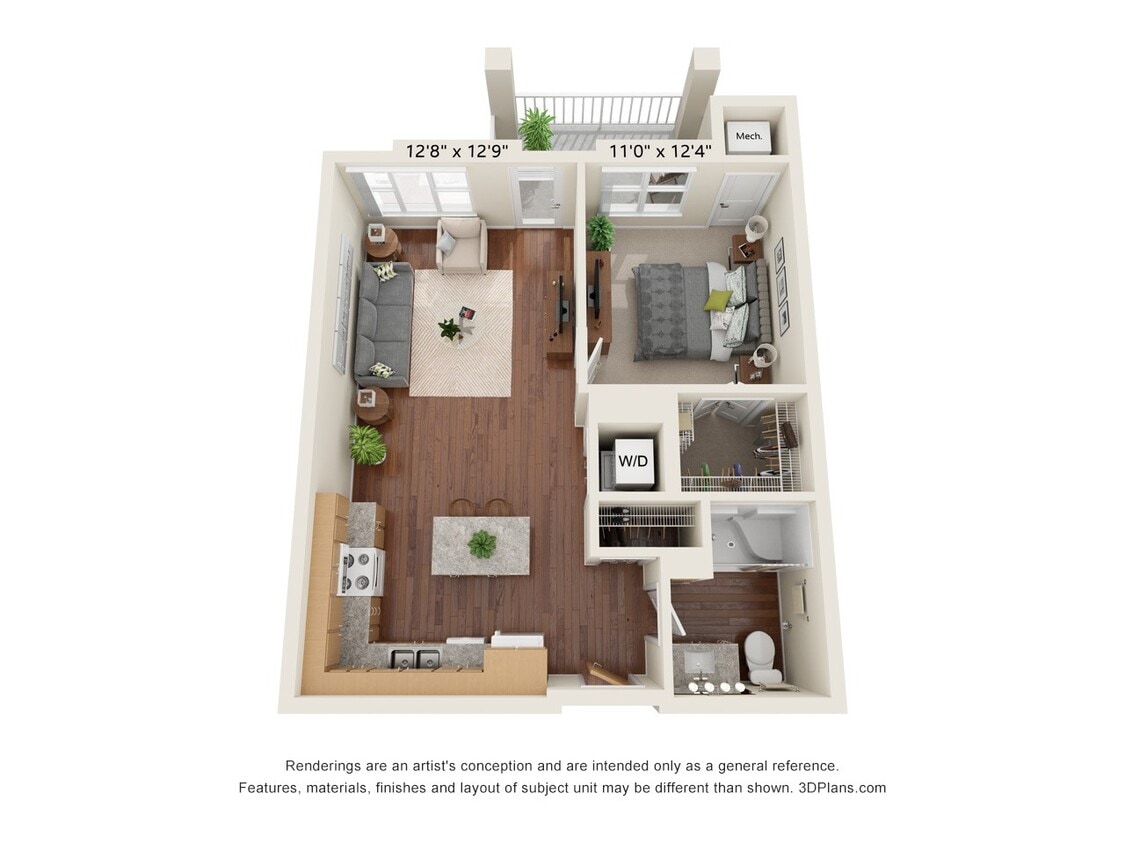 Floor Plan - One Bedroom 1D