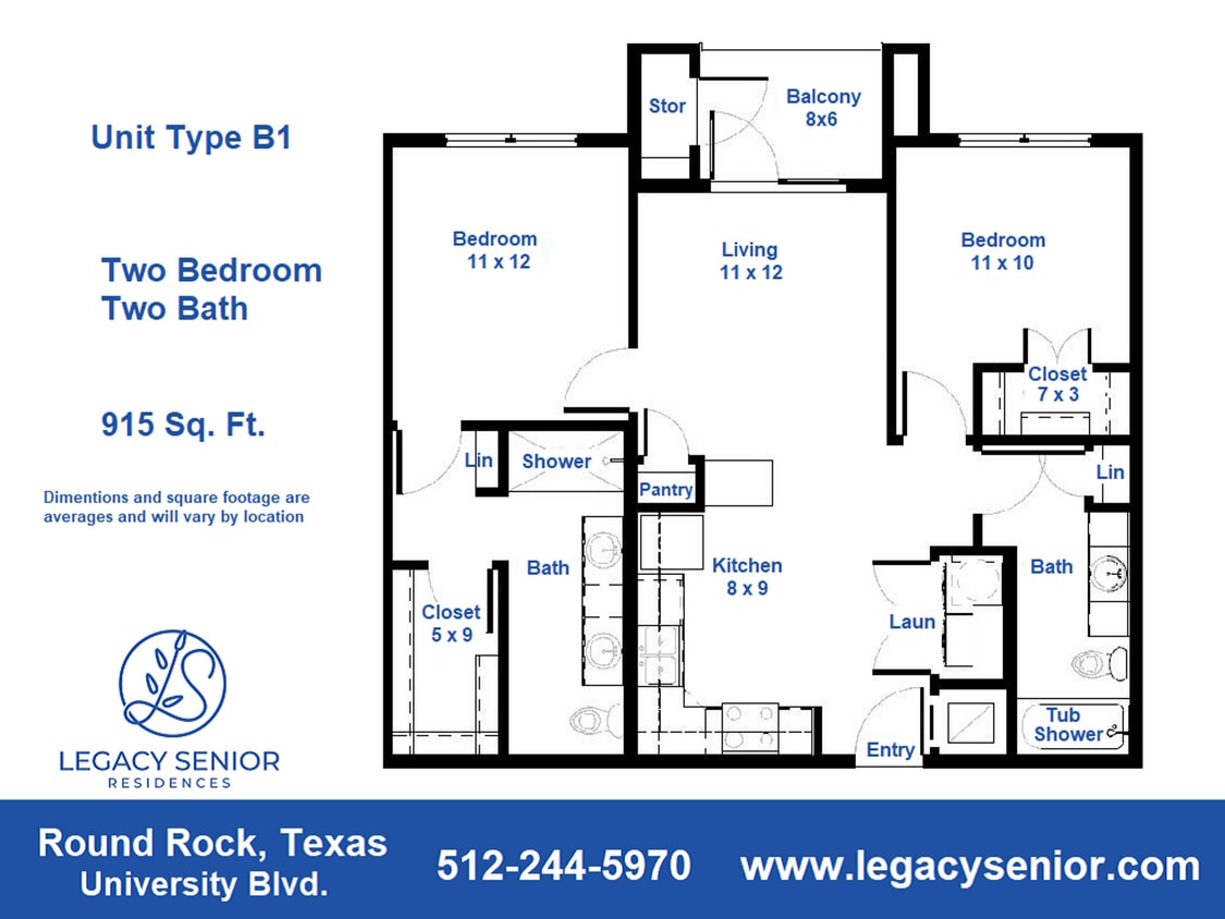 Floor Plan - 2x2 B1-A 60%