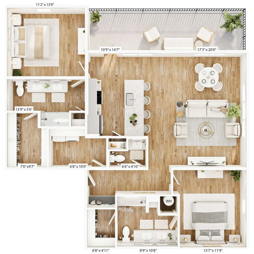 Explore the elegant design and spacious layout of this modern apartment. - B4