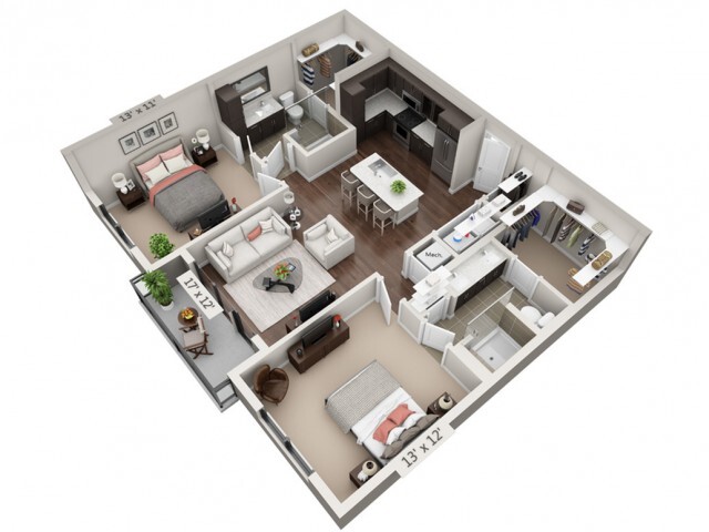 Floor plans are artist’s rendering. All dimensions are approximate. Actual product and specifications may vary in dimension or detail. Not all features are available in every apartment. Prices and availability are subject to change. - Stadium