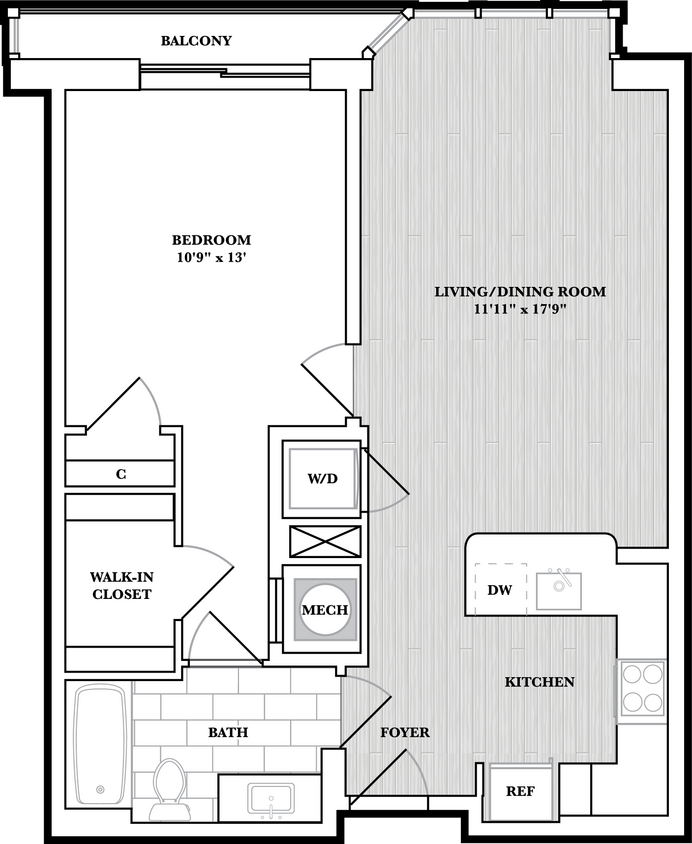 Floor Plan - 1 Bed/1 Bath