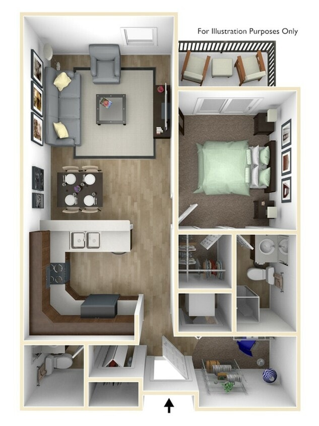 1x1.5 with Den and View FLATS - 1 BEDROOM 1.5 BATHROOM W/DEN VIEW