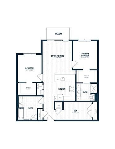 Floor Plan - C2.1D | 2 Bed | 2 Bath | Den