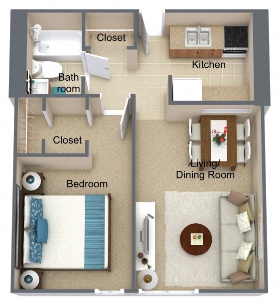Floor Plan - 1 Bedroom