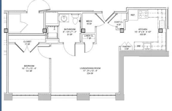 Floor Plan - 1 Bdrm