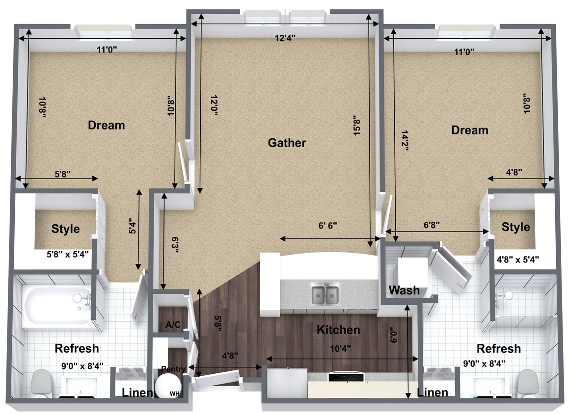 Marcis - 2 bedroom 3D Floor Plan.PNG - Two Bed\Two Bath