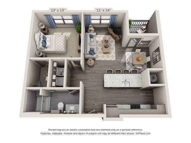 Floor plans are artist’s rendering. All dimensions are approximate. Actual product and specifications may vary in dimension or detail. Not all features are available in every apartment. Prices and availability are subject to change. - Clapton