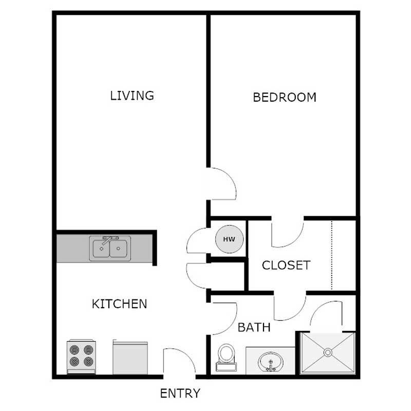 Floor Plan - 1 Bedroom 1 Bathroom