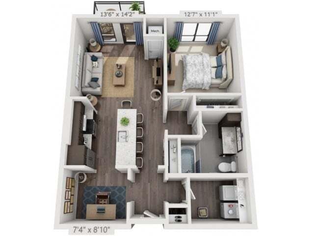 Floor plans are artist’s rendering. All dimensions are approximate. Actual product and specifications may vary in dimension or detail. Not all features are available in every apartment. Prices and availability are subject to change. - B4A