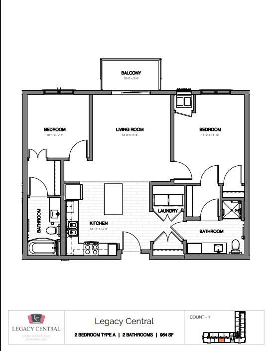 Floor Plan - 1 Bed 
