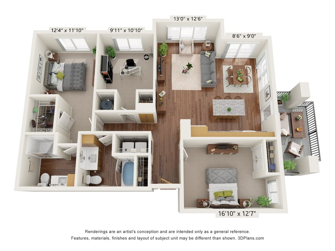 Floor Plan - Three Bedroom - AV  (Audio/Visual Accessible) 