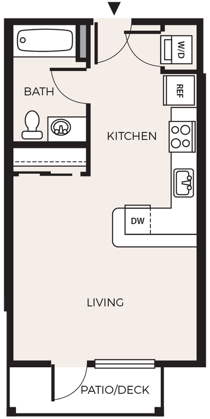 Floor Plan - Studio 1 Bath  S2