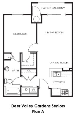 Plan A - One Bedroom One Bath