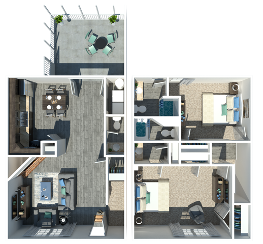 Two Bedroom Two and a Half Bathroom - Two Bedroom Two + Half Bathroom Townhome