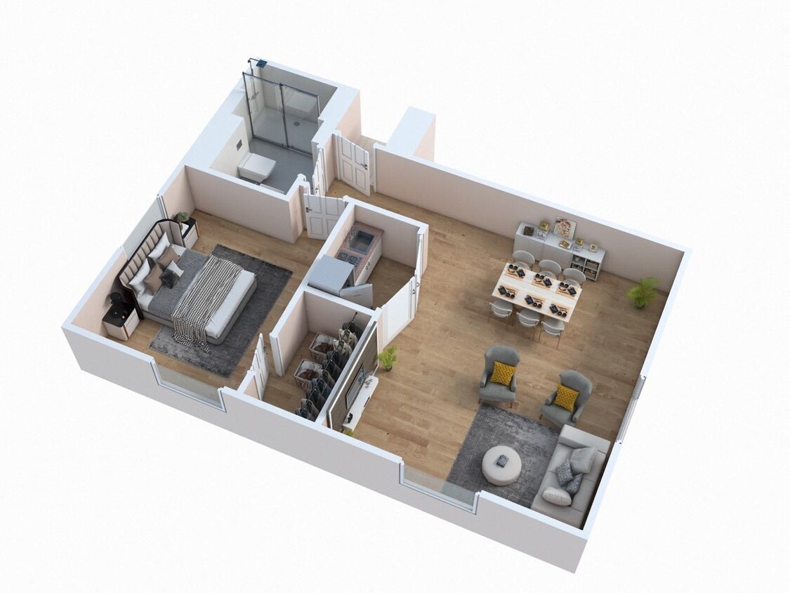 Floor Plan - 1 Bed 1 Bath - Peninsula
