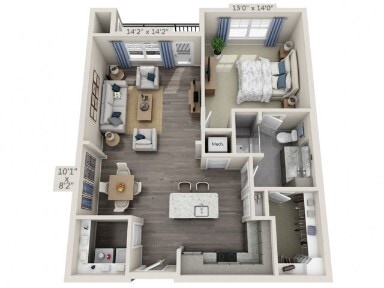 Floor plans are artist’s rendering. All dimensions are approximate. Actual product and specifications may vary in dimension or detail. Not all features are available in every apartment. Prices and availability are subject to change. - A2A