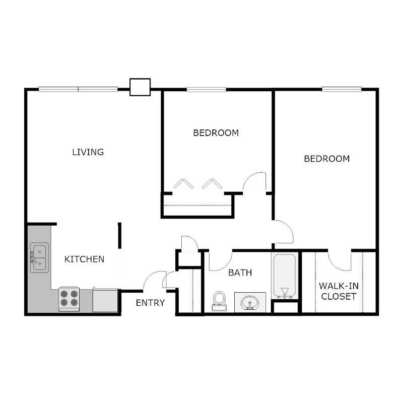 Floor Plan - 2 Bedroom 1 Bathroom
