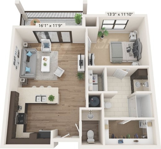 A2 | 1x1 | 764 sq ft - A2