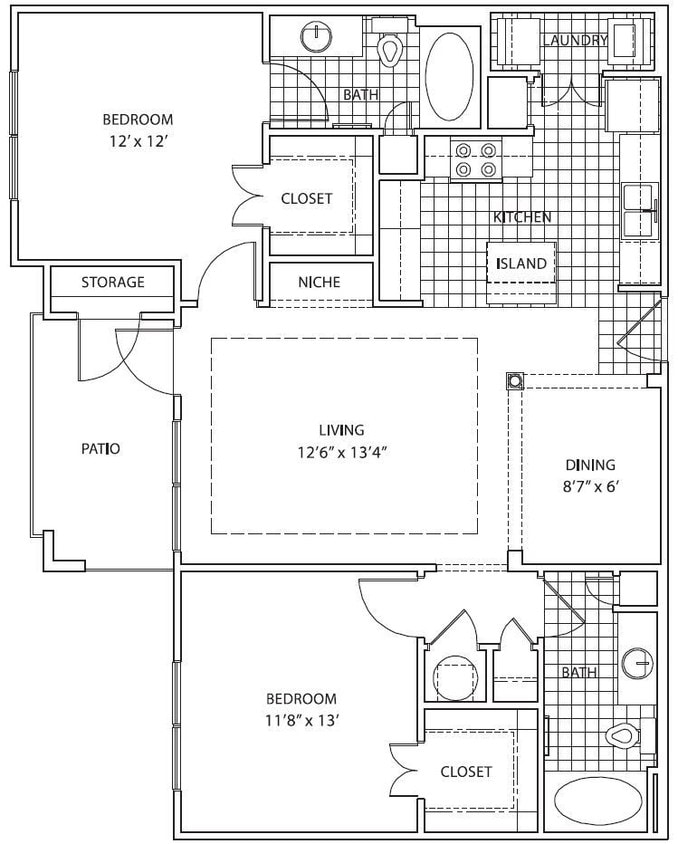 Avana Uptown - Plan 5 - 2 Beds - 2 Baths - 1165 Sq. ft. - Plan 5