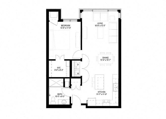 Floor Plan - One Bedroom - H