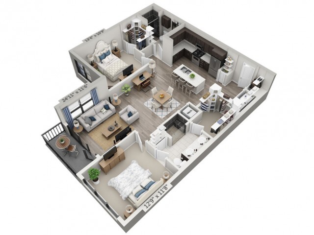 Floor plans are artist’s rendering. All dimensions are approximate. Actual product and specifications may vary in dimension or detail. Not all features are available in every apartment. Prices and availability are subject to change. - B5