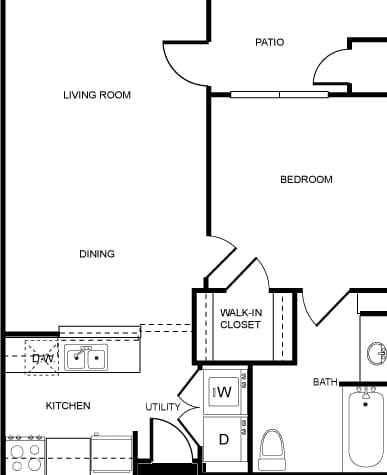 1BR/1BA A - 1x1 50%