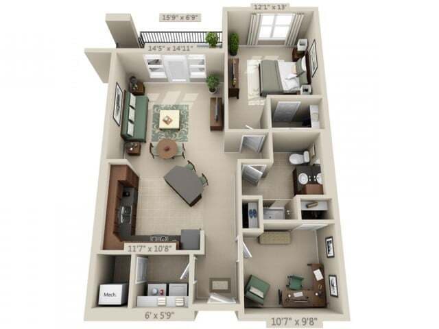 Floor plans are artist’s rendering. All dimensions are approximate. Actual product and specifications may vary in dimension or detail. Not all features are available in every apartment. Prices and availability are subject to change. - Encore
