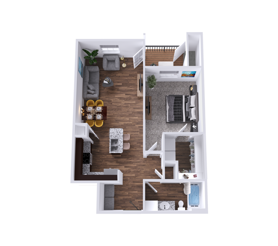 One Bedroom Apartment with Spacious Living Area - A2 The Pecan