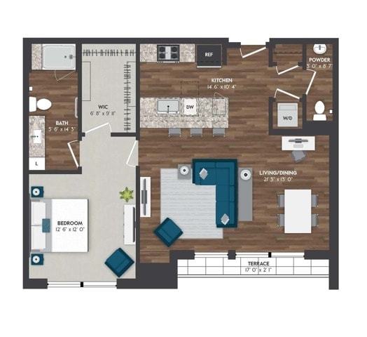 TH1 | 1x1 | 928 sq ft - TH1