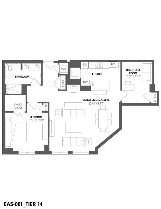 Floor Plan - 1 Bed/1 Bath Den