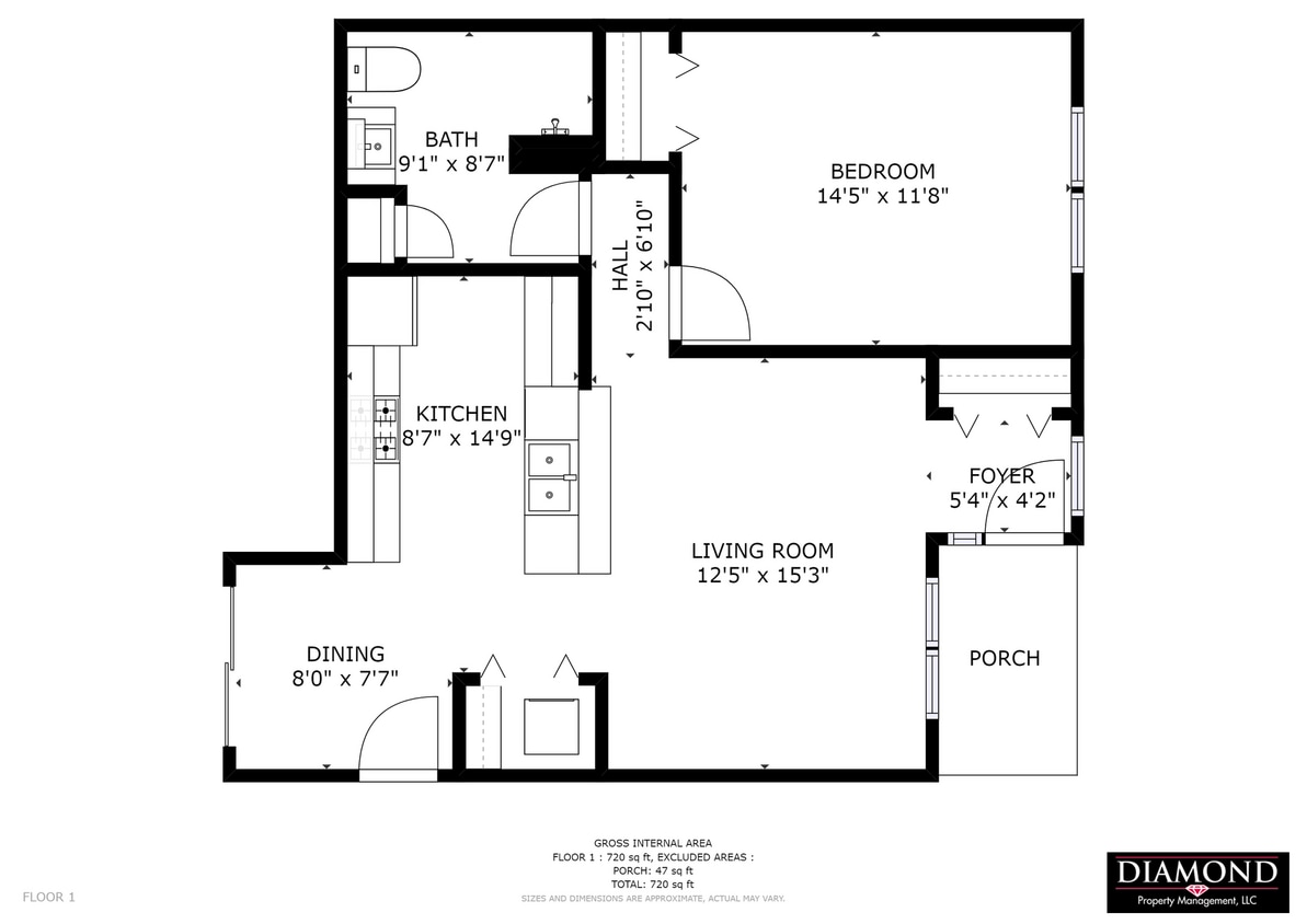 Floor Plan - 1 Bedroom