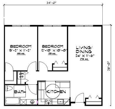 2BR/1BA - 2 Bedroom