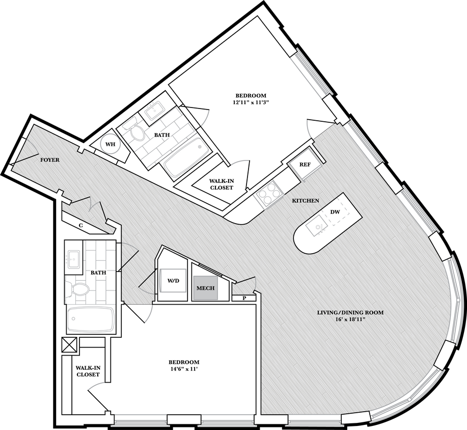 Floor Plan - 2 Bed/2 Bath