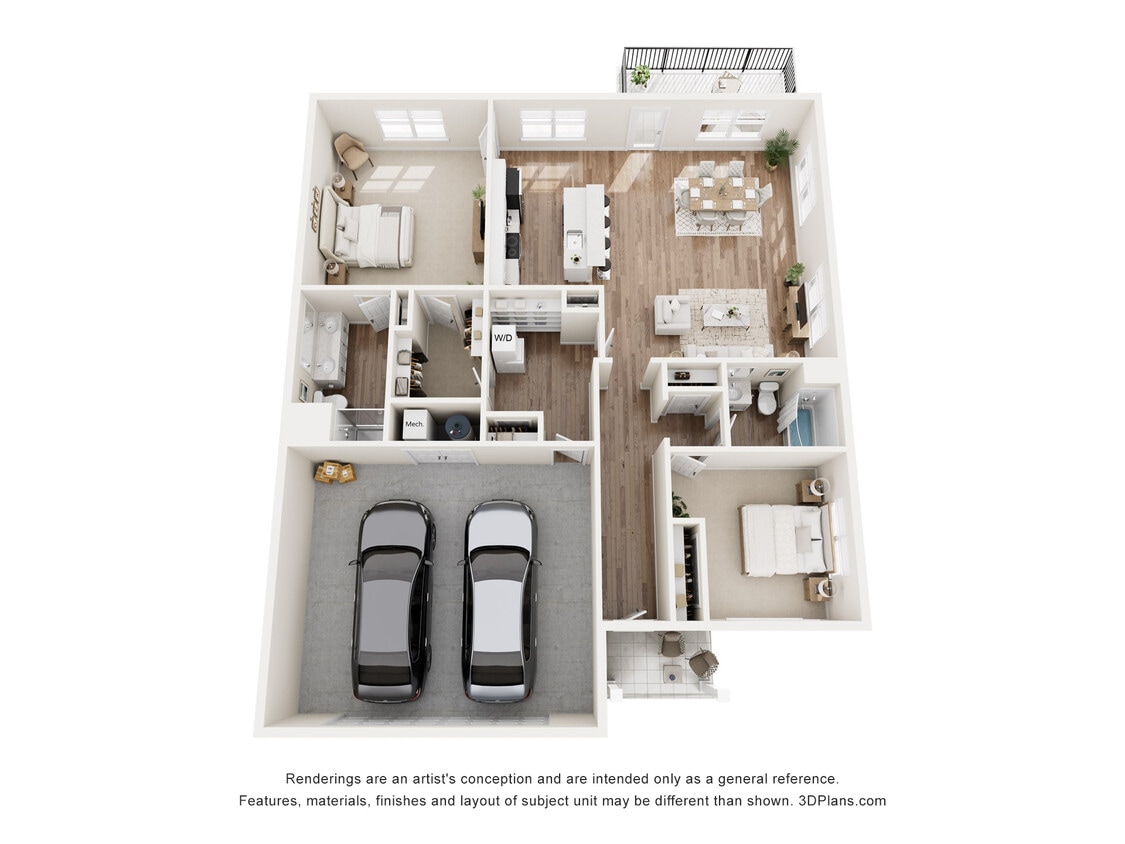 Floor Plan - Cottage D (2-Car Garage)