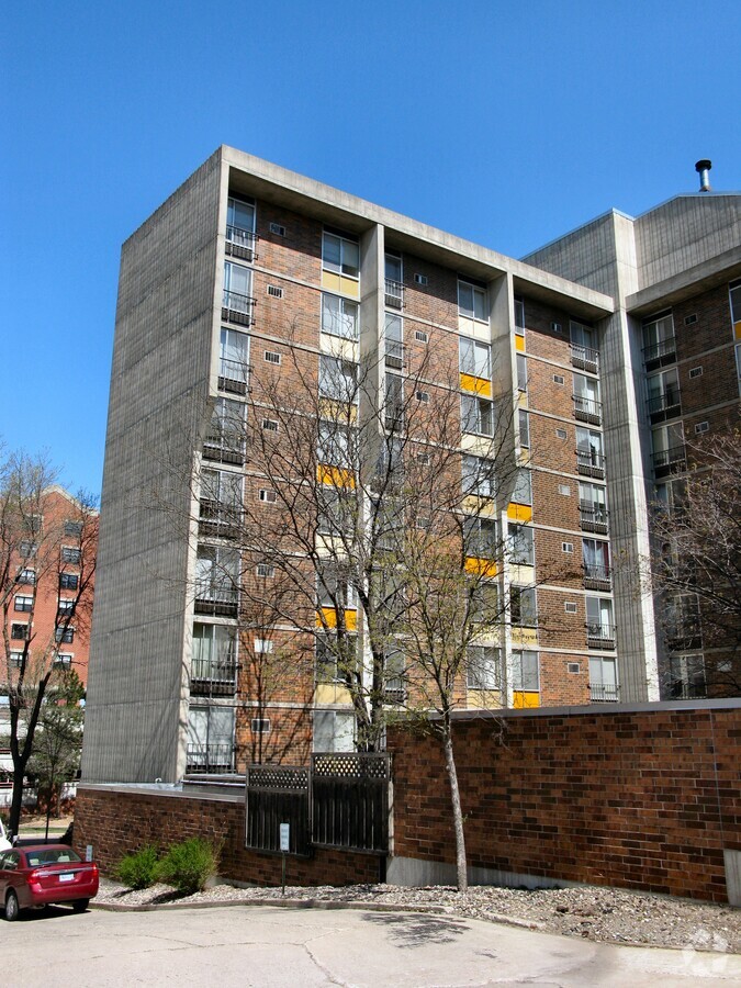 West wing from the south - Jordan Towers Apartments