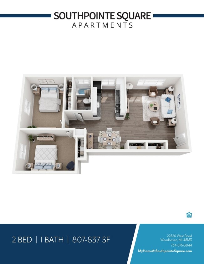 Floor Plan - 2 Bed 1 Bath Large
