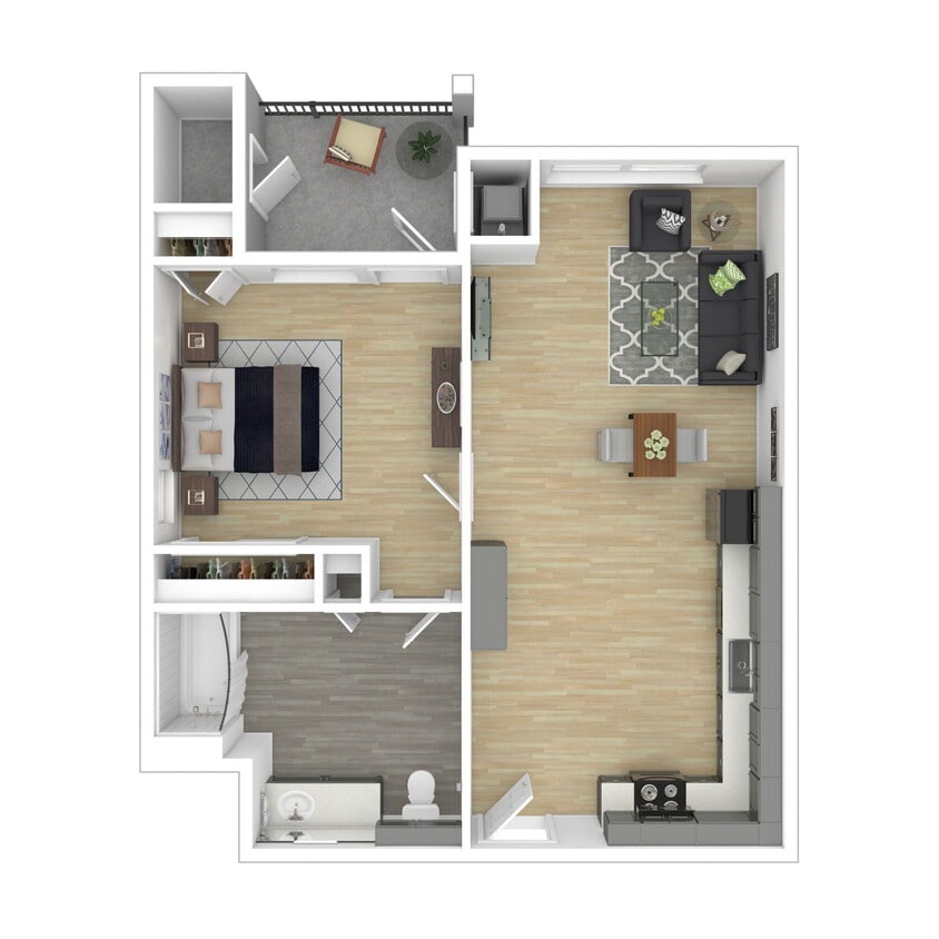 Floor Plan - One Bedroom 60% AMI