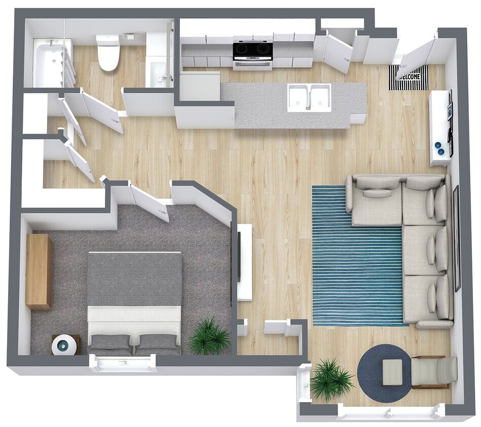 Floor Plan - One Bed and One Bath